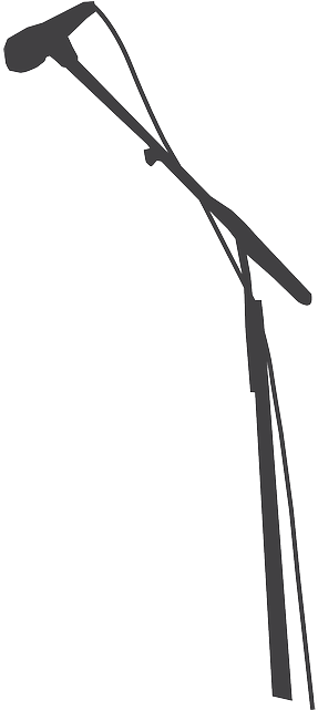 Mic, Microphone, Stage, Stand, Sound, Audio - Microphone Stand Silhouette Png (320x640), Png Download
