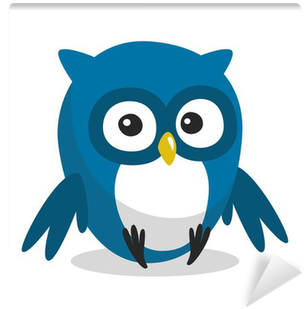 Funny Blue Cartoon Owl With Big Eyes Wall Mural • Pixers® - Funny Cartoon Photos With Big Eyes (400x400), Png Download
