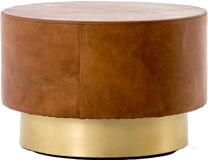 Flint Leather And Brass Coffee Table (600x600), Png Download