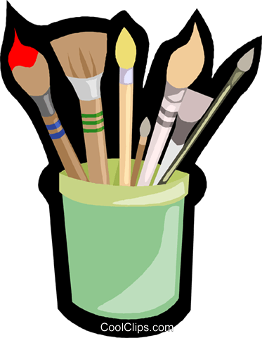 Paint Brushes Royalty Free Vector Clip Art Illustration - Art Utensils Clipart (373x480), Png Download