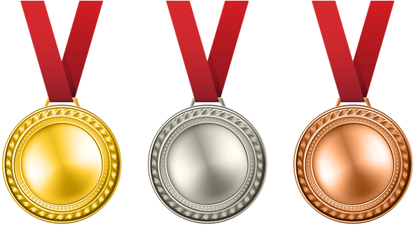 Clipart Transparent Download Free Gold Medal Clipart - Gold Silver Bronze Medals (600x326), Png Download
