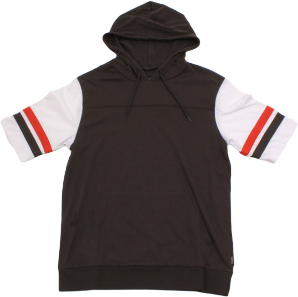 Brixton Hood Voyager Short Sleeve Washed Black - Hoodie (900x600), Png Download