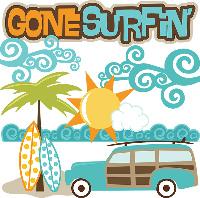 Gone Surfin Svg Scrapbooking Files Cuttable Clipartsea - Digital Scrapbook Surfing (648x641), Png Download