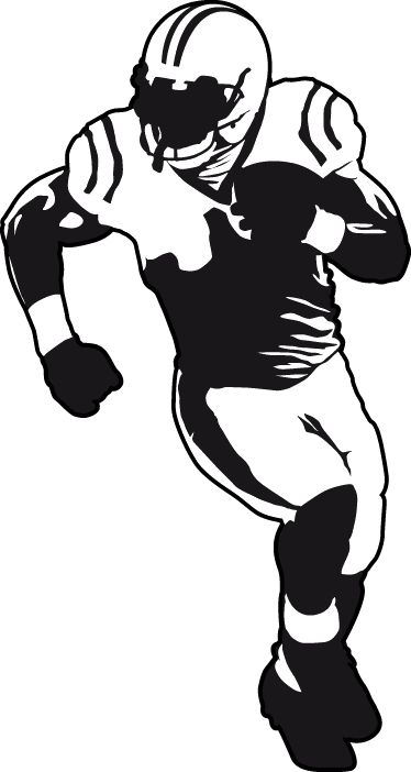 American Football Player Wall Sticker - Football Player Silhouette Png (374x702), Png Download