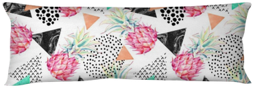 Watercolor Pineapple And Textured Triangles Seamless - Watercolor Painting (400x400), Png Download