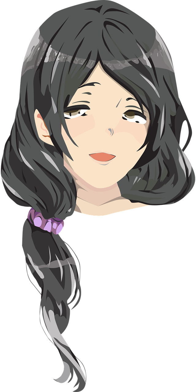 Woman Head,girls Head,black Hair Woman,black Hair Girl,anime - Kiz Lar Siyah Sacli (640x1280), Png Download