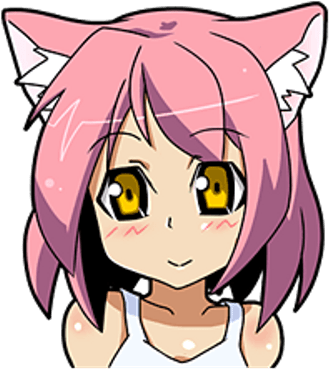 Cat Girl Close Up - Girl Line Sticker Moe (400x400), Png Download