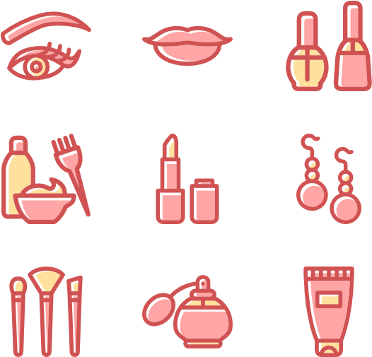Women And Beauty Set - Pink Makeup Icon Png (600x564), Png Download