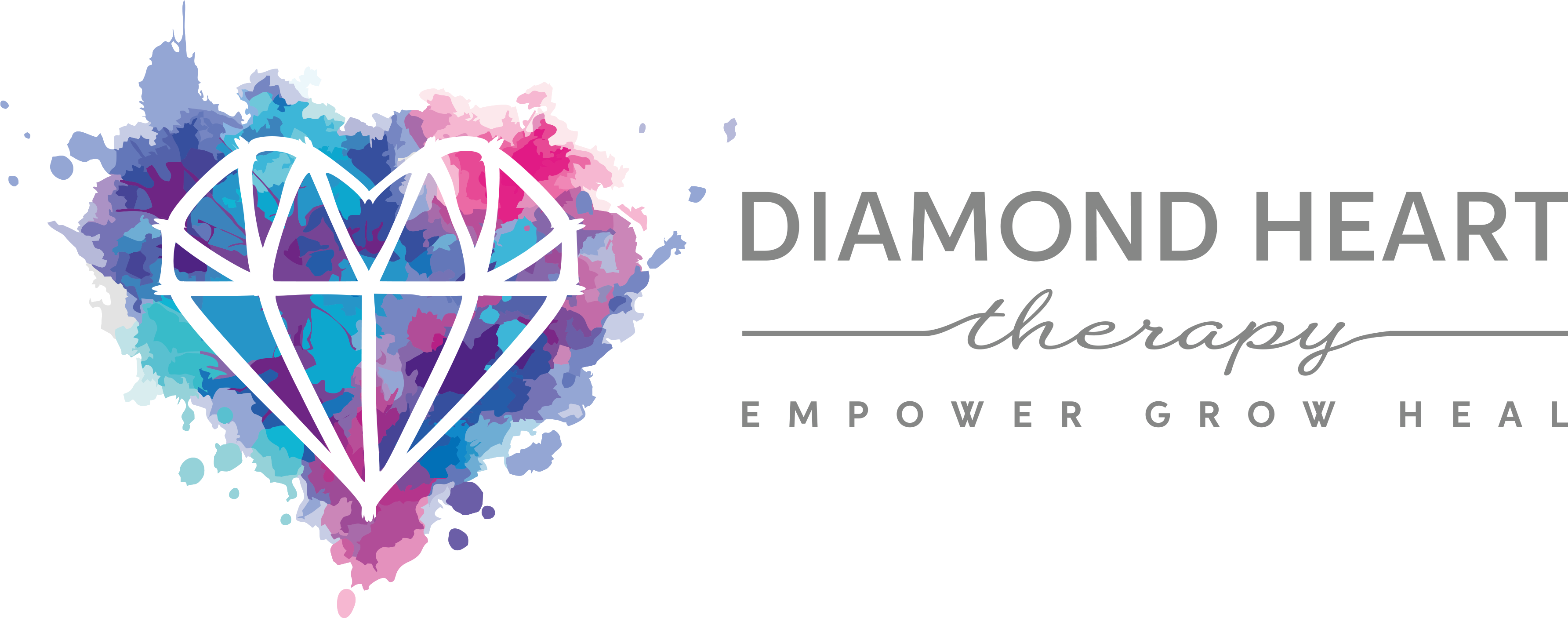 Diamond Heart Therapy - Diamond Heart Logo (3921x1656), Png Download