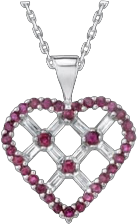 14k White Gold 0.96ctw Diamond And Ruby Pendant With (400x400), Png Download