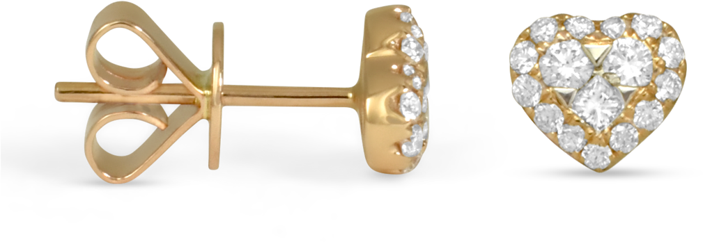 Lady Lovely Rose Gold Diamond Heart Earrings - 14k Yellow Gold Butterfly (1060x1061), Png Download