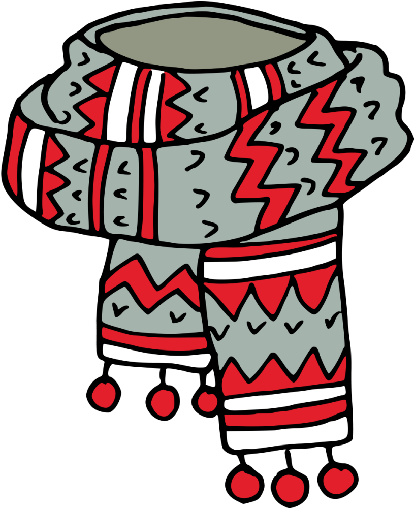 Hand Painted A Gray Red Scarf Winter Transparent Decorative - Scarf (1024x1024), Png Download
