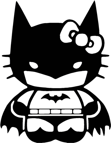 Hello Kitty Batman Laptop Car Truck Vinyl Decal Window - Hello Kitty Batman (500x500), Png Download