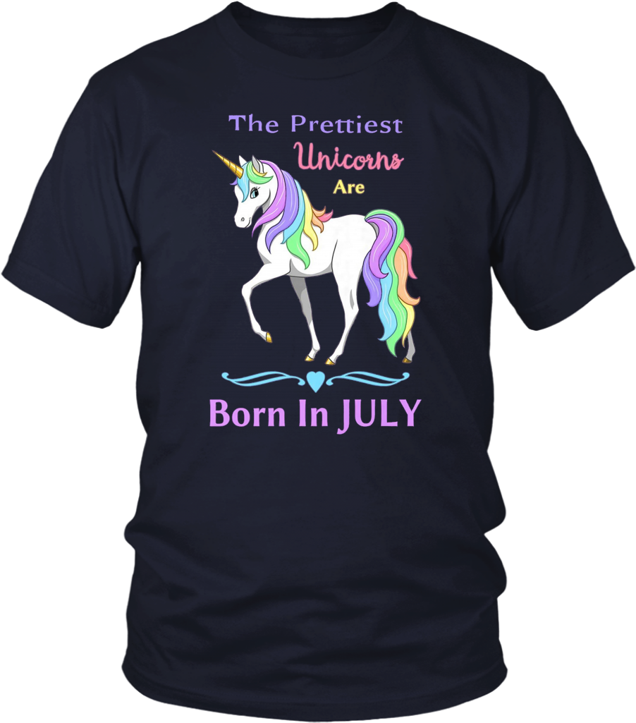 Pretty Rainbow Unicorns Are Born In July Birthday T-shirt - T-shirt (1024x1024), Png Download