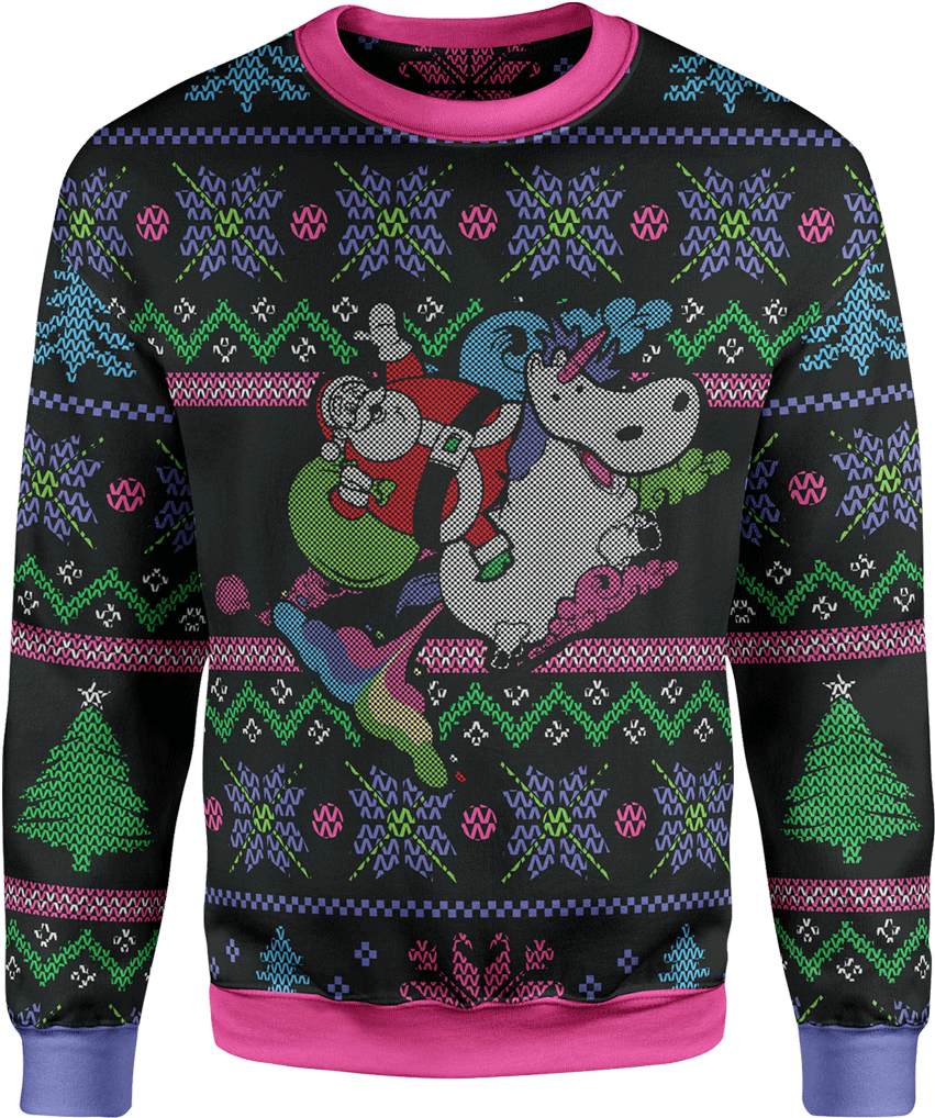 Rainbow Unicorn Christmas Sweater - Unicorn Christmas Sweater (1024x1024), Png Download