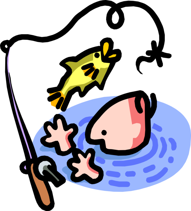 Vector Illustration Of Sport Fisherman Angler Falls (634x700), Png Download