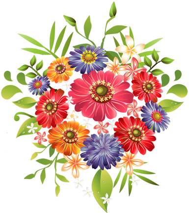 Victorian Summer Flowers Clip Art - Bouquet Of Flowers Clip Art Png (385x433), Png Download