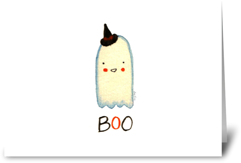 Halloween Ghost Greeting Card - Cartoon (848x698), Png Download