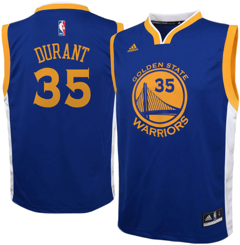 Kevin Durant Nba Adidas Youth Replica Alternate Jersey - Golden State Warriors Jersey (1000x1000), Png Download