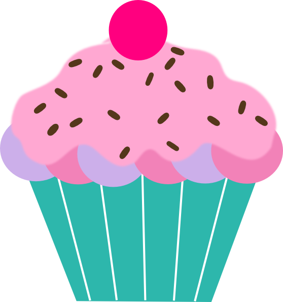 Pink Cupcake Clip Art At Clker - Cupcake Clipart (558x595), Png Download
