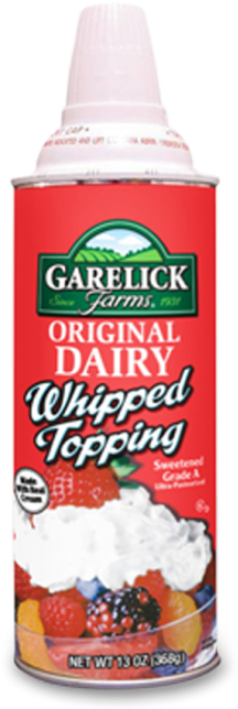 Garelick Farms Aerosol Whipped Topping - Garelick Farms Whipped Cream, Light - 7 Oz (547x900), Png Download