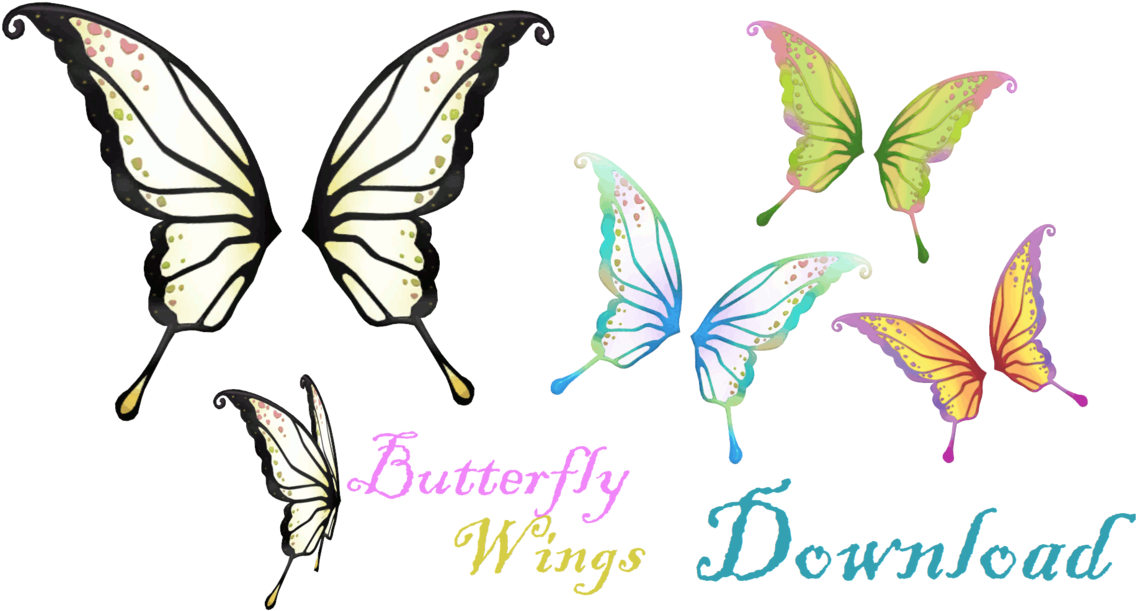 Butterfly Clip Wing - Anime Manga Butterfly Wings (1191x670), Png Download