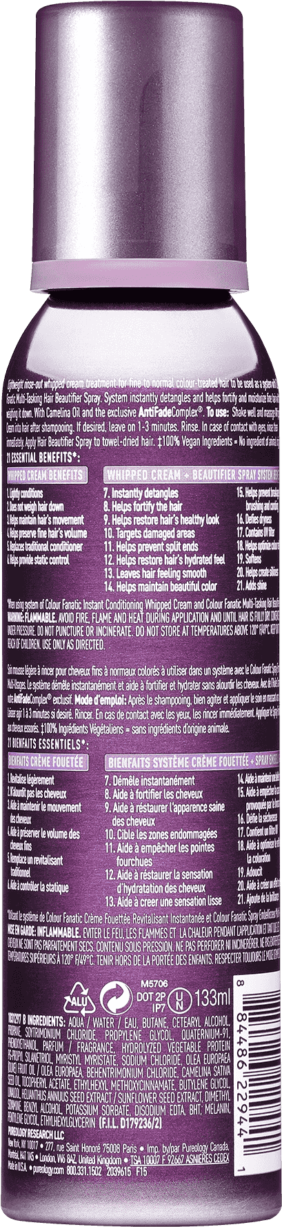 Colour Fanatic Whipped Cream Conditioner - Pureology Colour Fanatic Multi-benefit Leave-in Treatment (1536x1800), Png Download