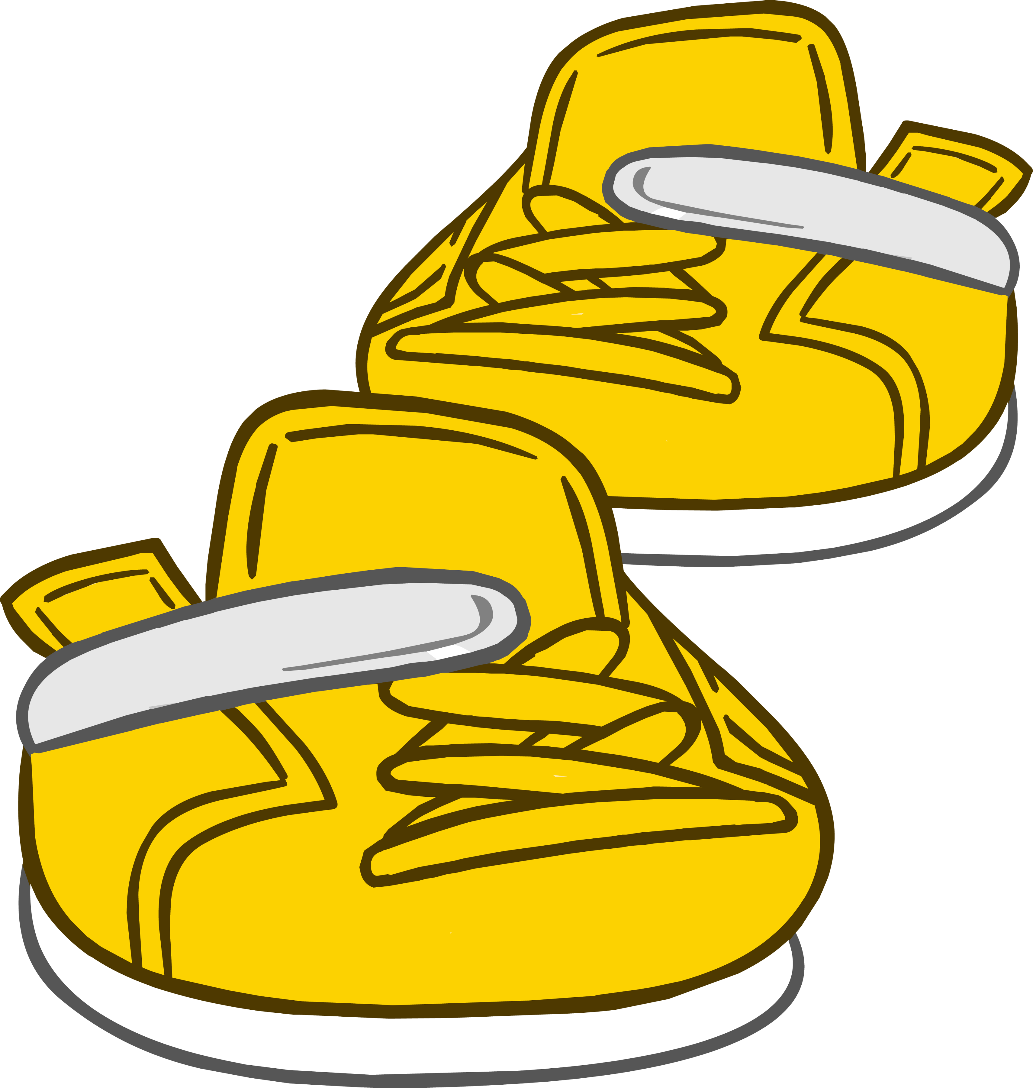 Gold Sneakers Clothing Icon Id 6176 - Club Penguin Gold Shoes (3420x3600), Png Download