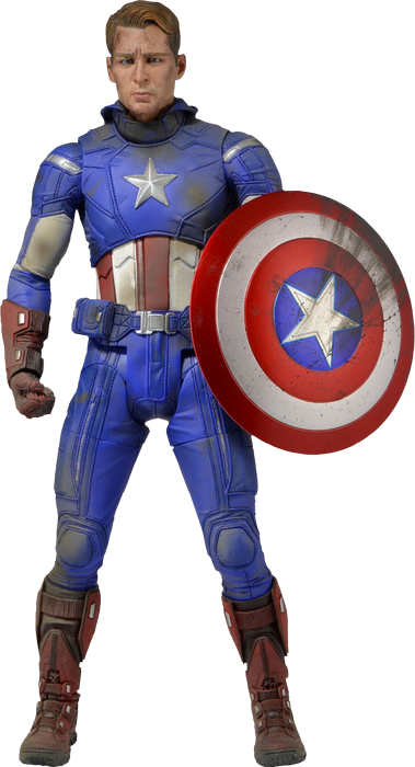 Captain America Battle Damaged - Neca Avengers Captain America (379x700), Png Download