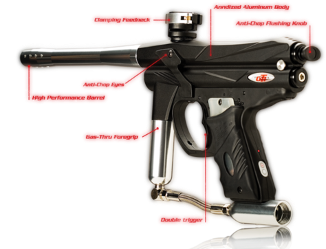 Piranha Gti Paintball Marker With Extras - Piranha Gti Paintball Gun (500x370), Png Download