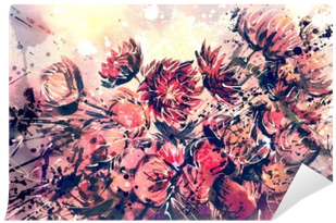 Drawing, Watercolor Bouquet Of Straw Flower Wall Mural - Watercolor Painting (400x400), Png Download