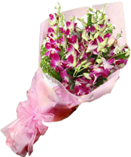 10 Purple Orchids - Flowers Bouquet Orchid Png (500x500), Png Download