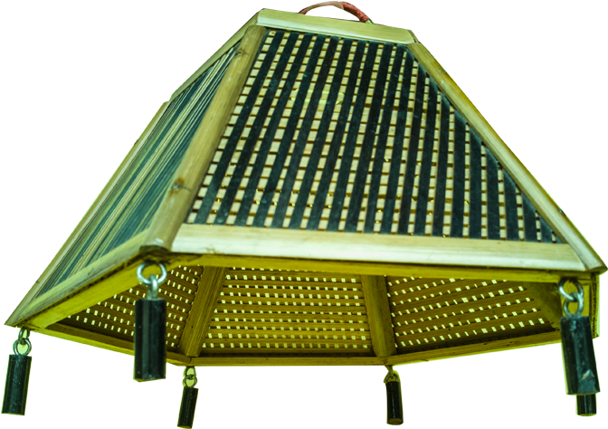 Hexagonal Bamboo Hanging Lamp In Brown And Yellow - Pendant Light (1000x1000), Png Download