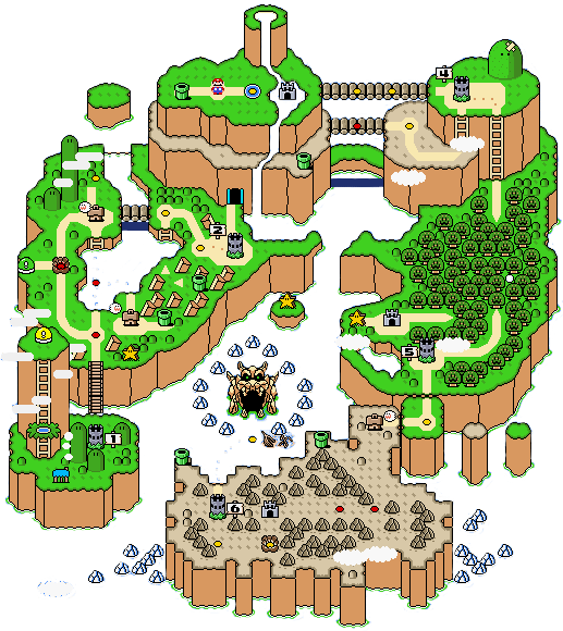 World Map - Super Mario Super Nintendo Karte (517x580), Png Download