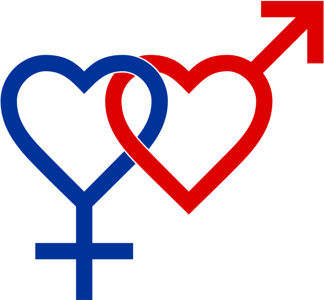 Heterosexual Symbol Two Hearts Blue Red - Heterosexualidad Definicion (650x600), Png Download