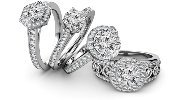 Round Diamond Engagement Ring - Halo Pave 3 Stone Round Diamond Engagement Ring Gia (667x365), Png Download