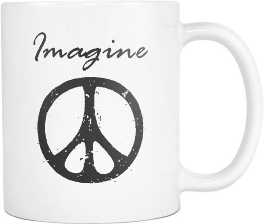 Imagine Peace 11oz White Ceramic Coffee Mug 5 Color - Universal Symbol For Peace (600x600), Png Download