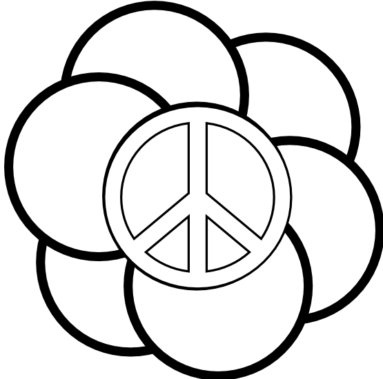 Black Peace Sign Clip Art - Drawing (555x550), Png Download