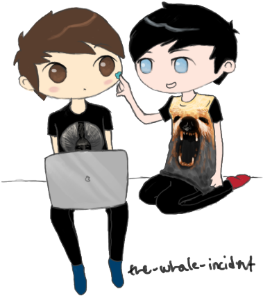 Drawing Fanart Amazingphil Danisnotonfire Phil Lester - Dan And Phil Dan Drawing (500x503), Png Download