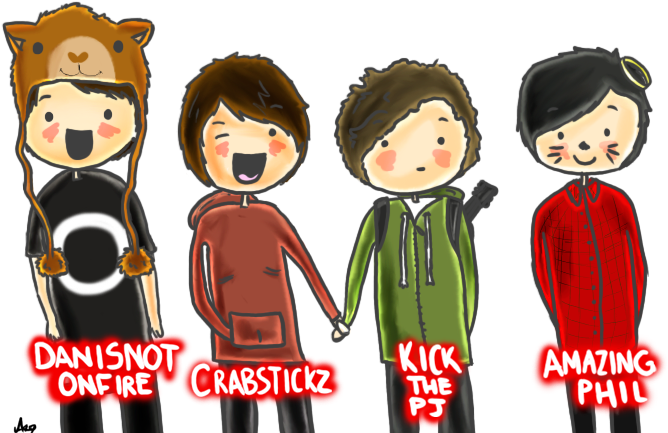 The Fantastic Foursome Dan Phil Chris And - Dan And Phil Chris (700x450), Png Download