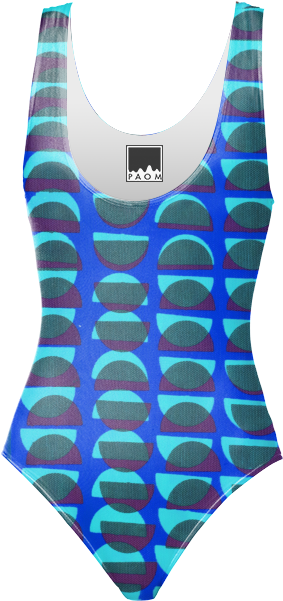 Half Moon One Piece Swimsuitin Technicolor Blue By - Maillot (400x621), Png Download