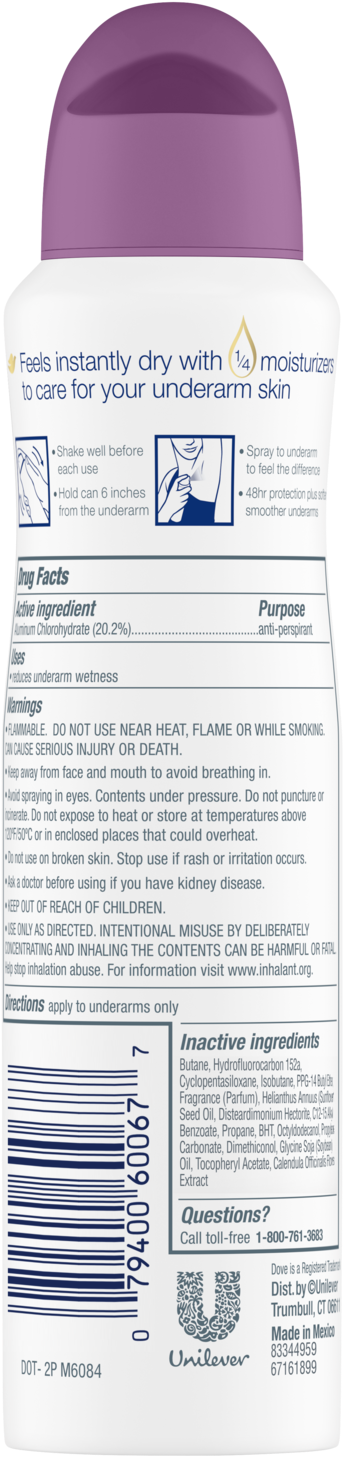 Dove Antiperspirant Dry Spray (1500x1500), Png Download