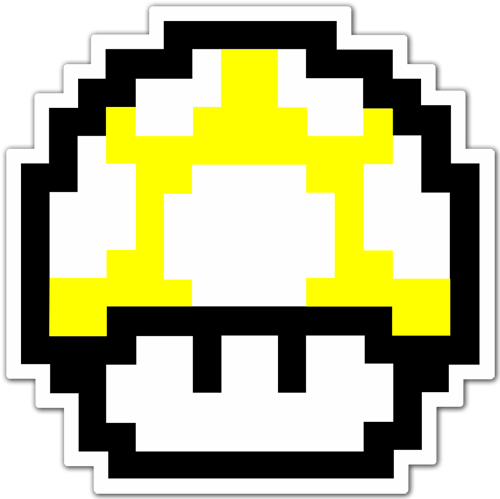 Car & Motorbike Stickers - Mario Mushroom Yellow (500x499), Png Download