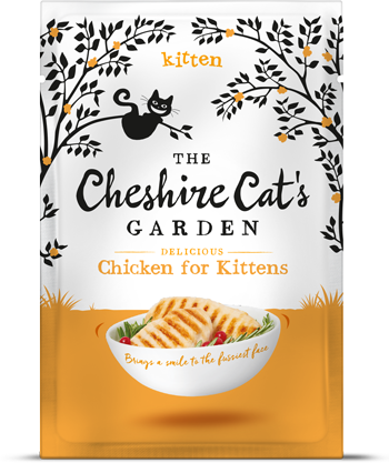 The Cheshire Cats Garden - Cheshire Cat's Garden Kitten Chicken Cat Pouch 8x85g (350x417), Png Download