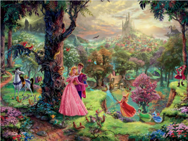 Thomas Kinkade - Disney - Sleeping Beauty - Thomas Kinkade Disney Puzzle Sleeping Beauty (640x640), Png Download
