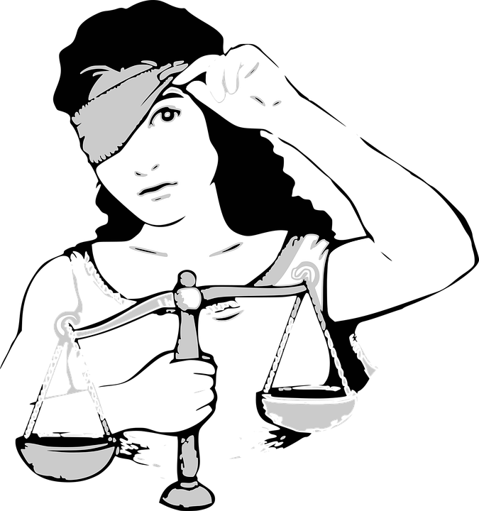 Has Lady Justice Ditched Her Blindfold - Lady Justice Cartoon Clipart (675x720), Png Download