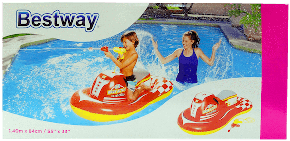 Jet Ski Rider Float Water Gun - Bestway - 55"x33" Wave Attack Rider (595x316), Png Download