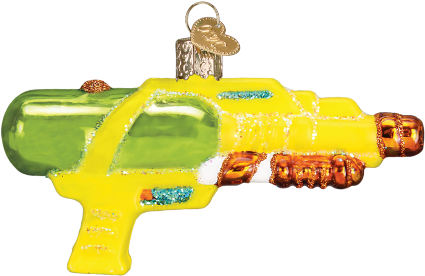 Squirt Gun Ornament - Old World Christmas Baby's First Christmas Heart Glass (387x387), Png Download