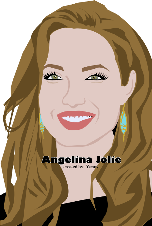 Angelina Jolie - Illustration (500x748), Png Download