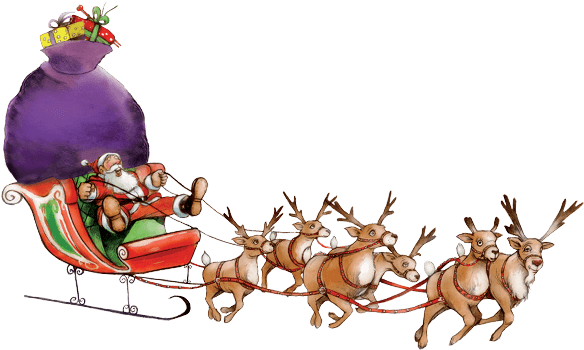 Clip Art Stock Clipart Santa Sleigh And Reindeer - Santa Is Coming To My House Personalized Paperback (605x374), Png Download